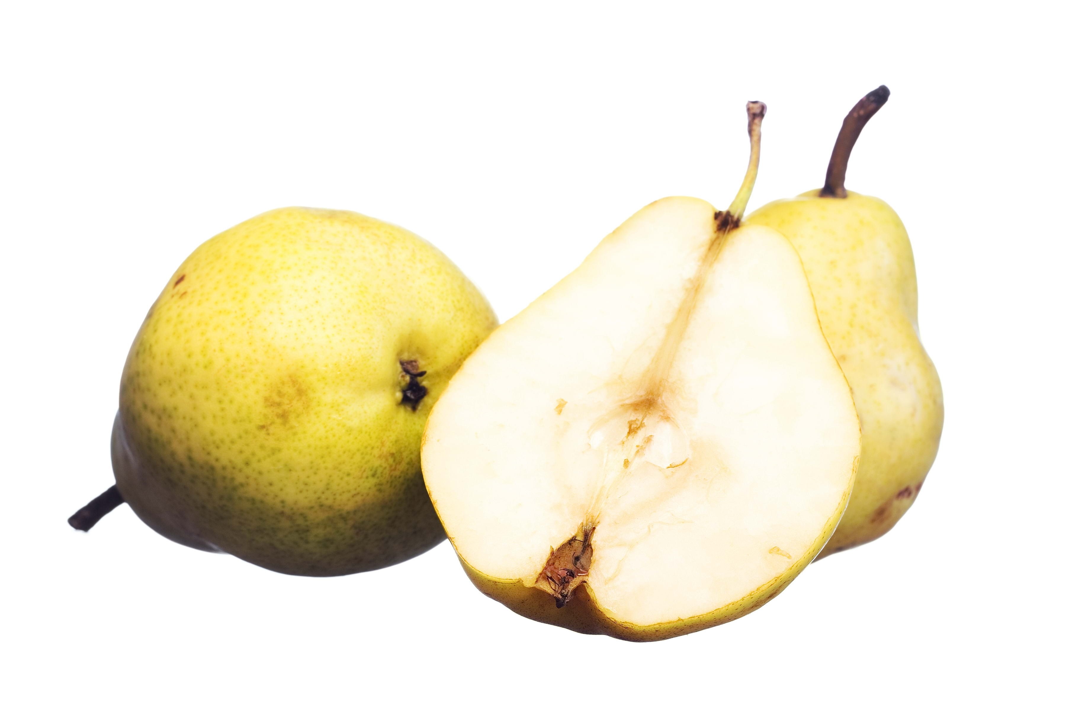 three pears on white background