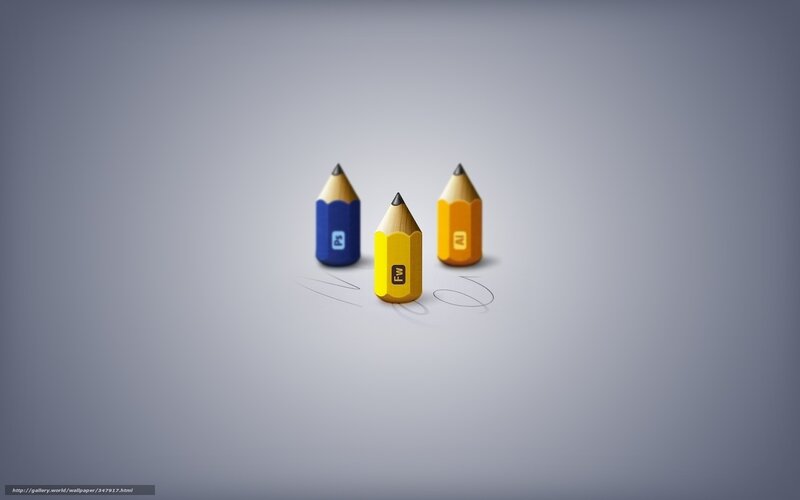 Three pencils with software logos
