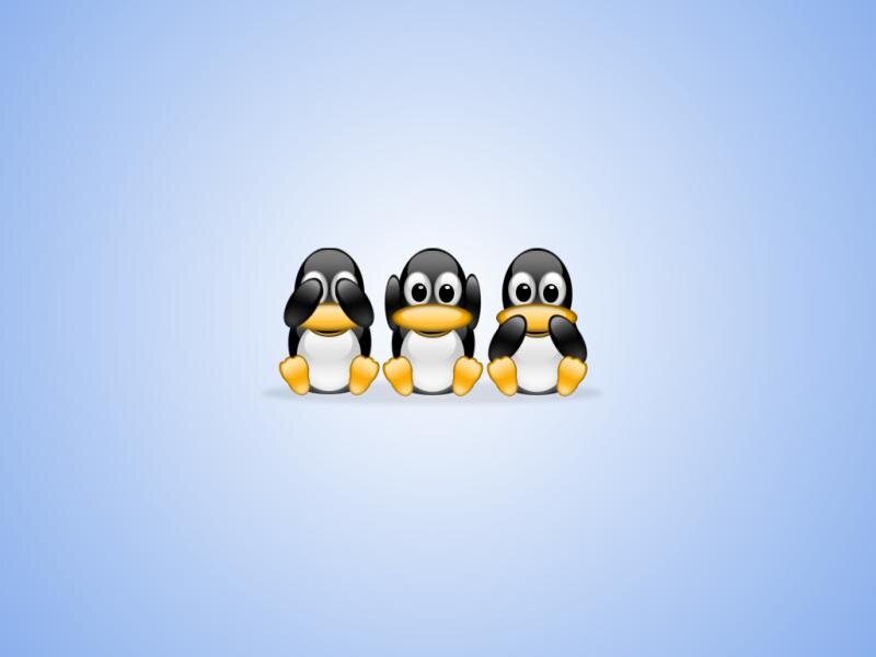 Three Penguins Sitting — Blue