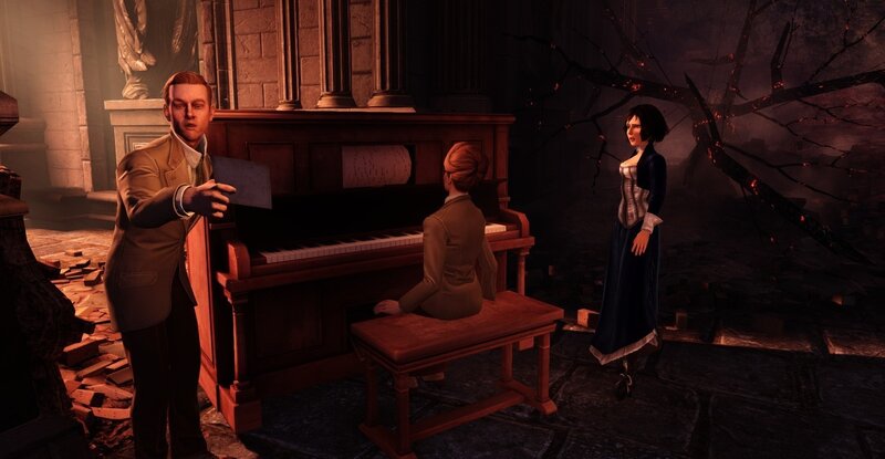 Three People Around a Piano