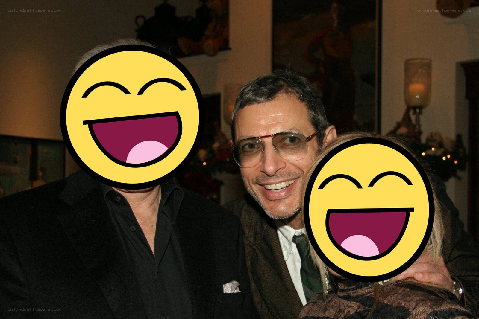 Three people at a party