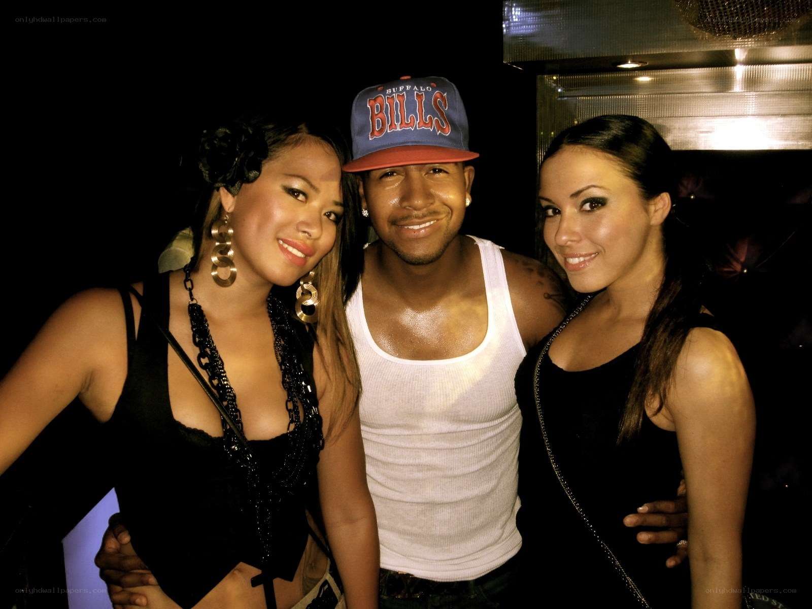 Three people at a party