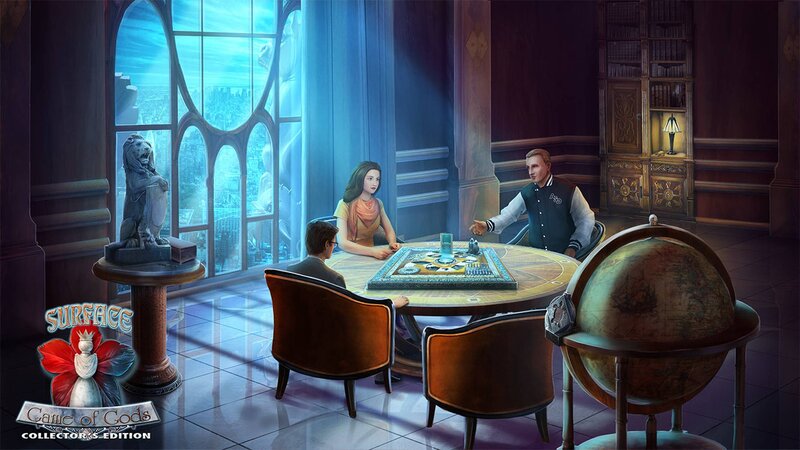 Three People at a Table — Blue, Dramatic