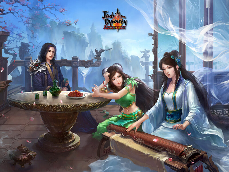 Three People at a Table — Blue
