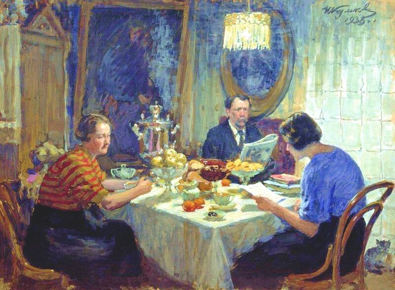 Three People at Dining Table