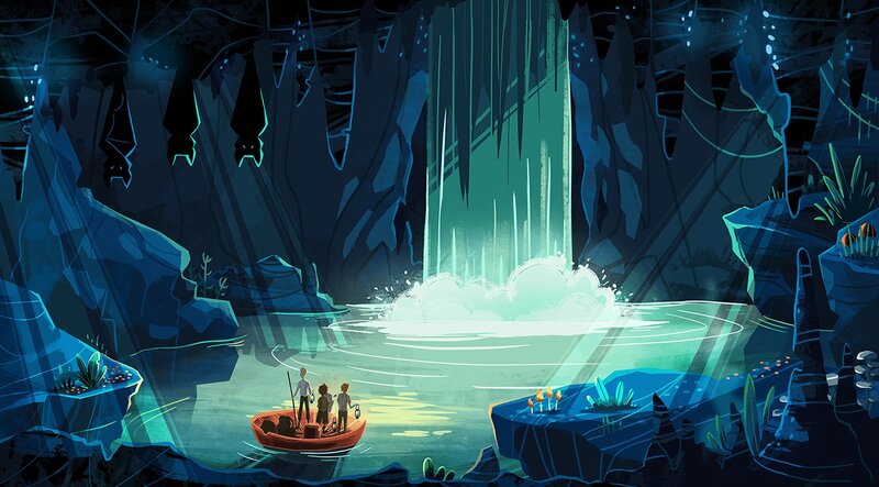 Three People in a Boat — Blue