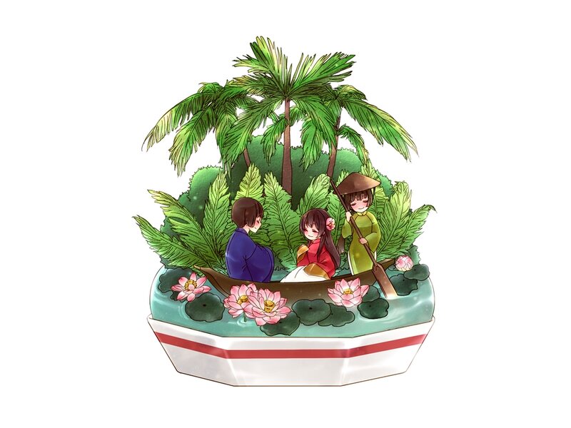 Three People in a Boat — Green