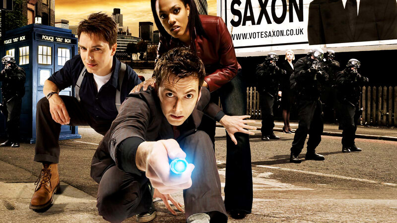 Three People in Action — Blue
