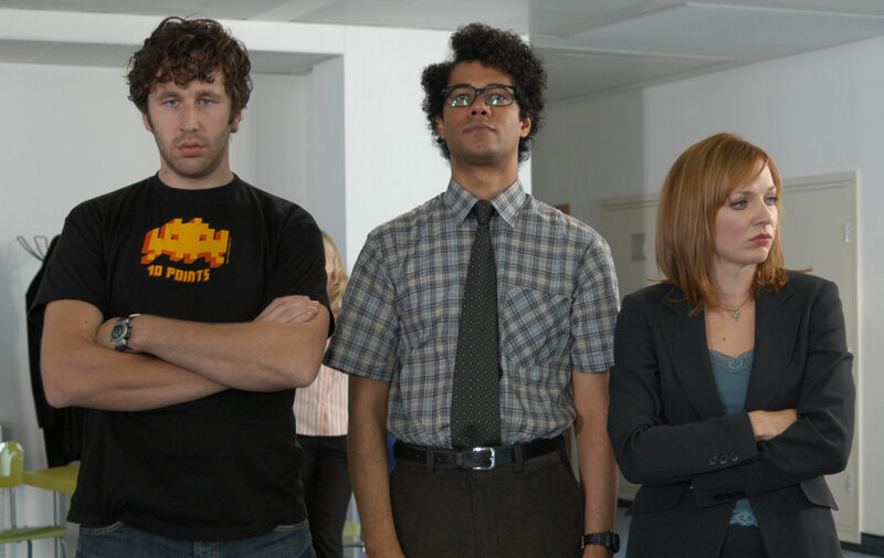 Three people in an office