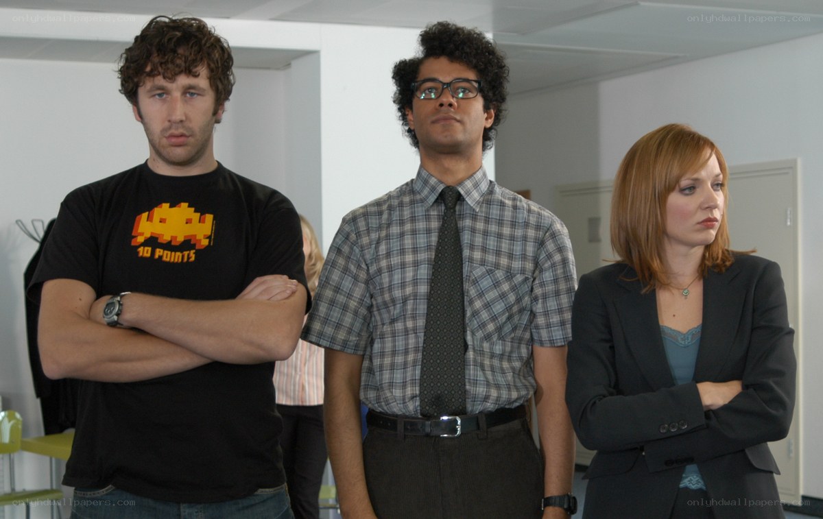 Three people in an office