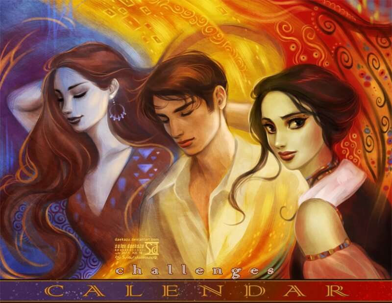 Three People in Colorful Attire