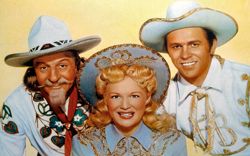 Three People in Cowboy Hats — Blue