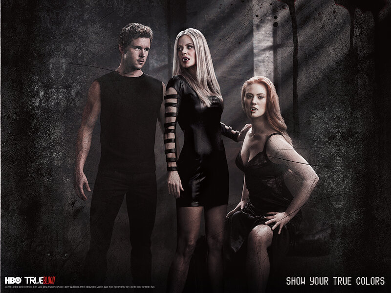 Three People in Dark Clothing — Black, Dramatic, Photograph