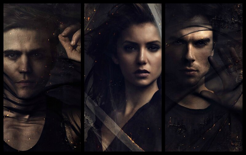 Three People in Dark Scene — Black, Dramatic