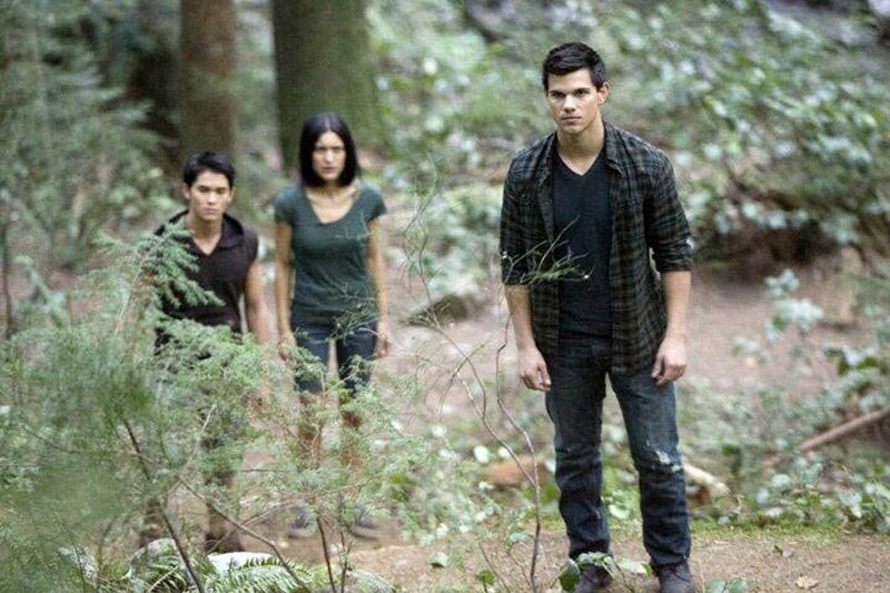 Three People in Forest — Green