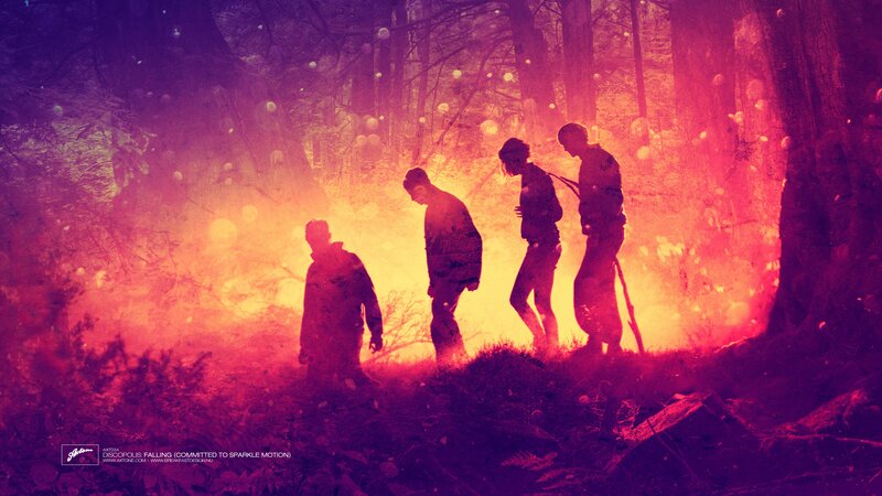 Three People in Forest — Purple