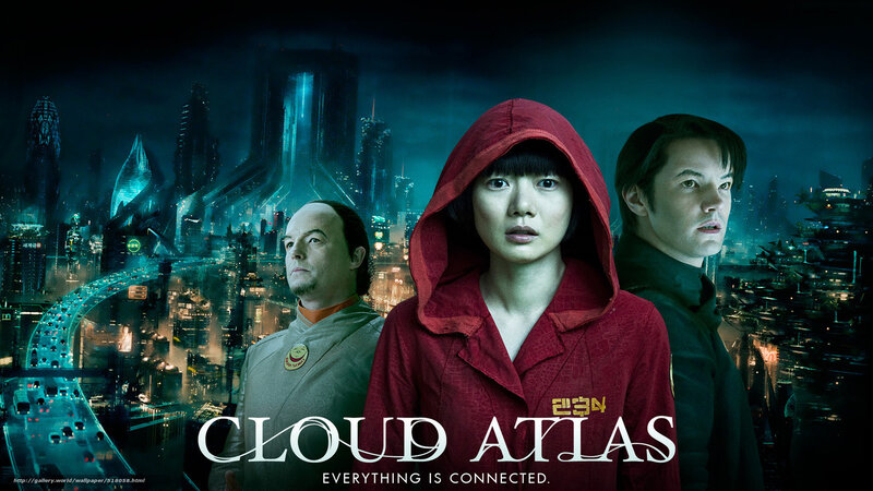 Three People in Futuristic City — Blue, Dramatic