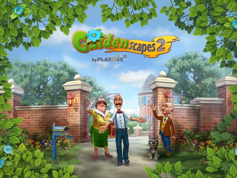 Three People in Garden — Green, Cheerful