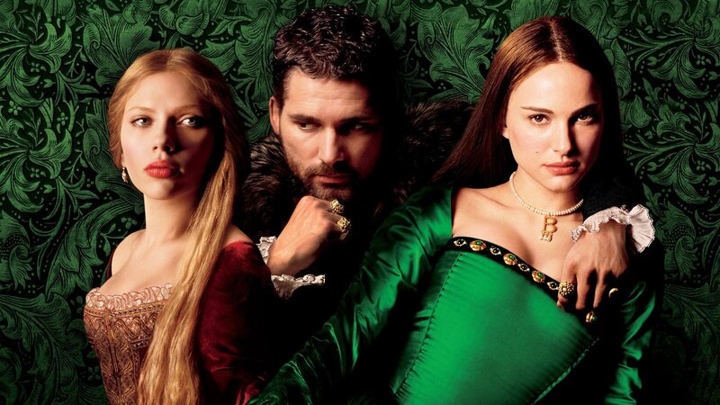 Three People in Historical Clothing — Green, Dramatic