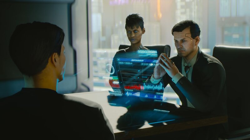 Three People in Office — Blue