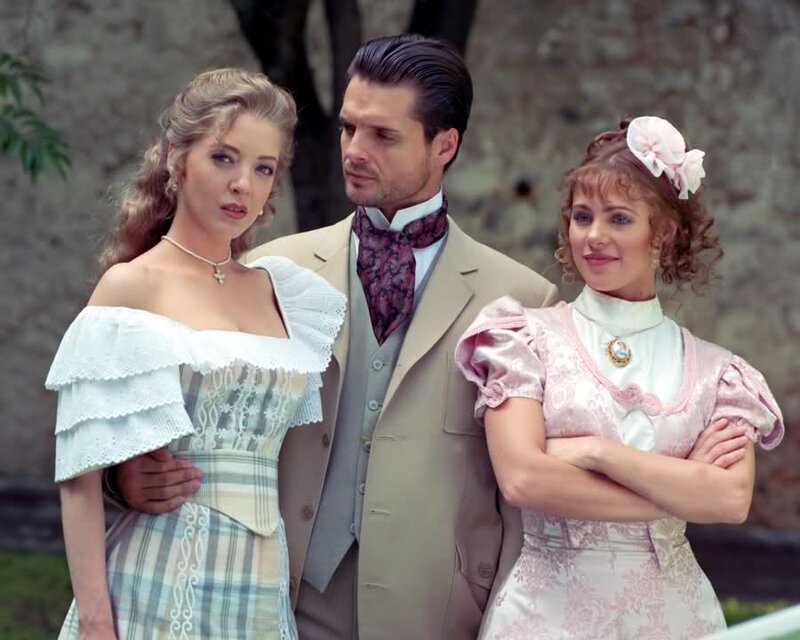 Three People in Period Clothing — Beige