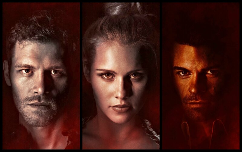 Three People in Red Light — Dramatic, Photograph