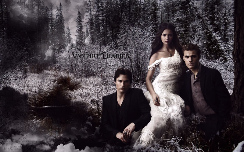 Three People in Snowy Forest
