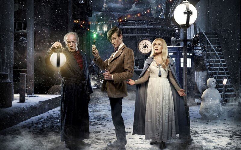 Three People in Snowy Street