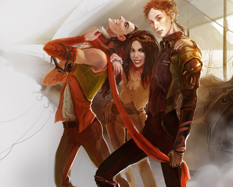 Three People in Steampunk Attire