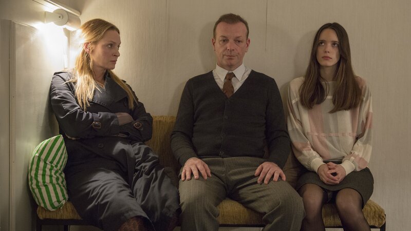 Three People on a Bench — Beige
