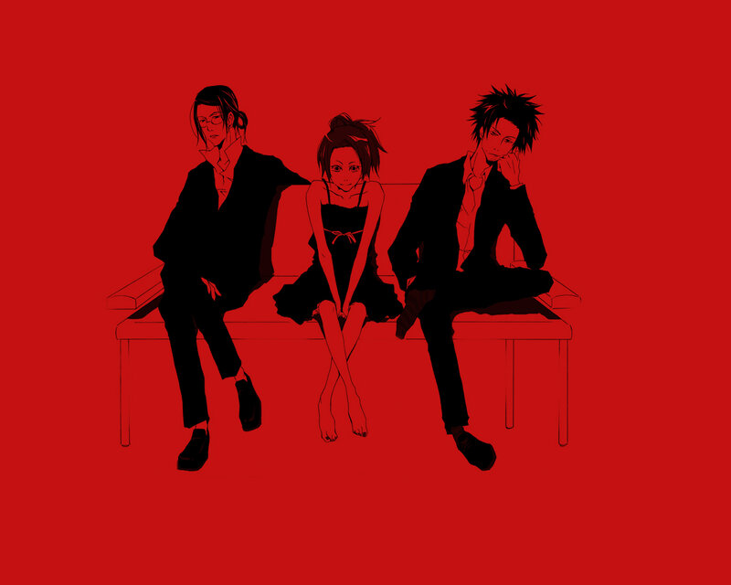 Three People on a Bench — Red, Dramatic