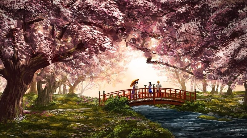 Three People on a Bridge