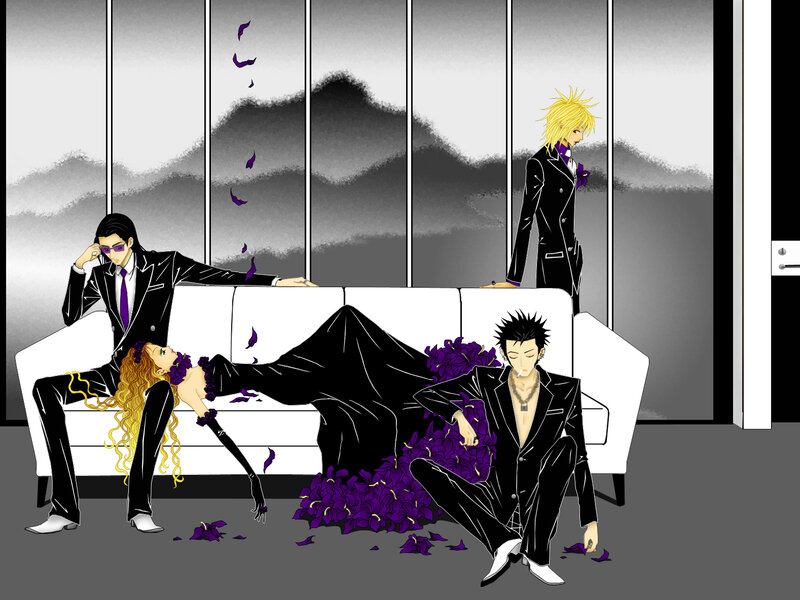 Three People on a Couch — Black, Dramatic
