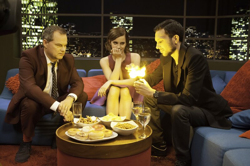 Three People on a Couch — Blue