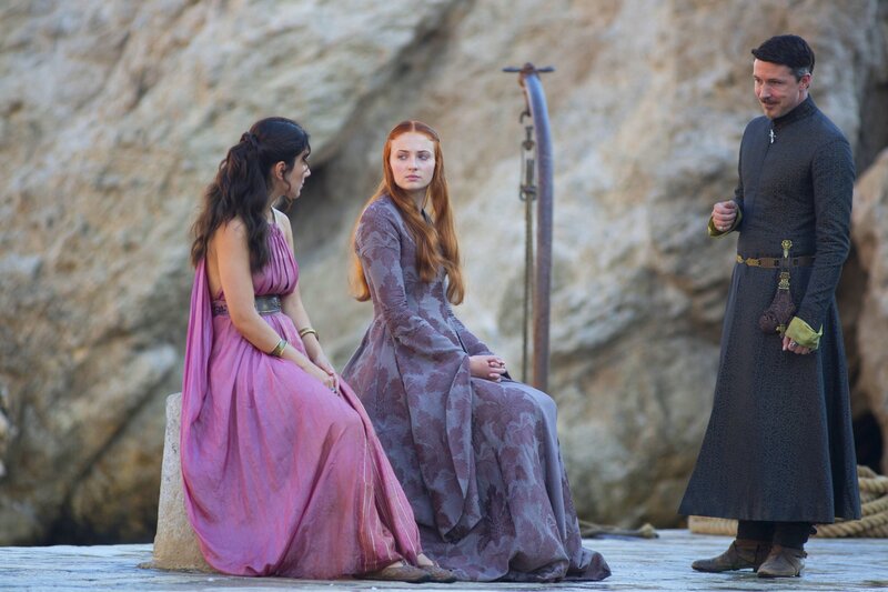 Three People on a Dock — Purple