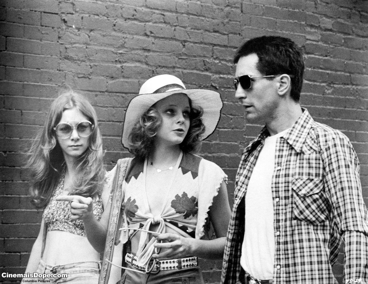 Three people on a street