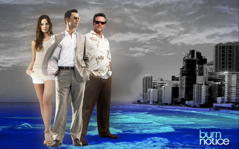 Three People on Beach — Blue, Dramatic