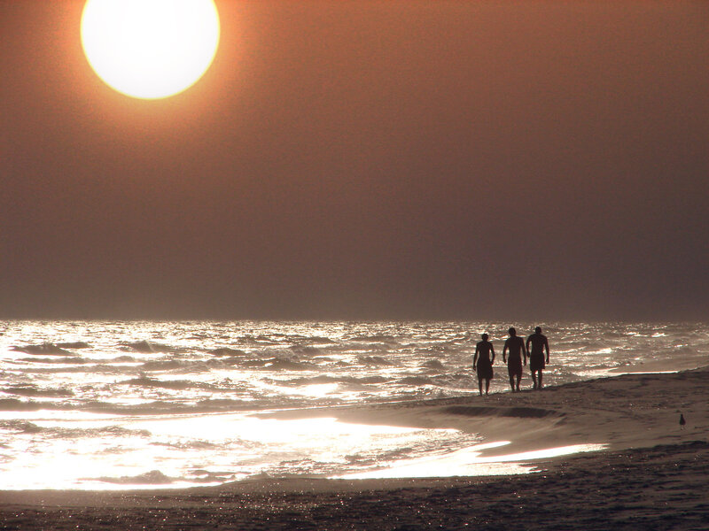 Three People on Beach