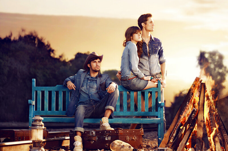 Three People on Bench