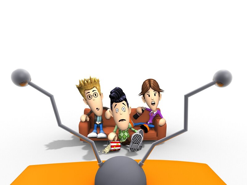 Three People on Couch