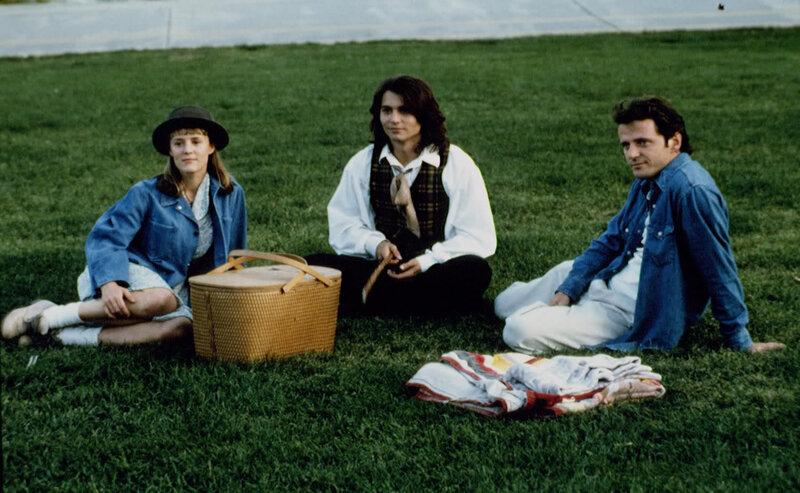 Three People on Grass — Green, Calm