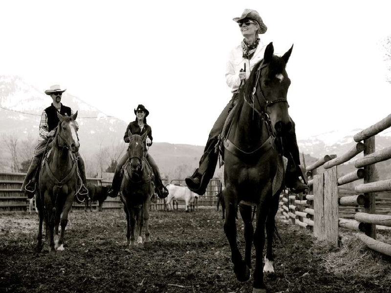 Three People on Horseback