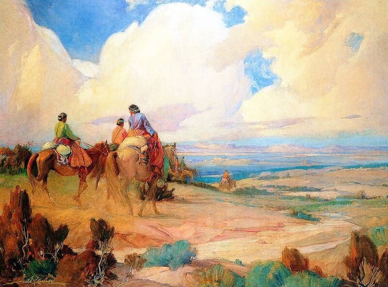 Three People on Horses
