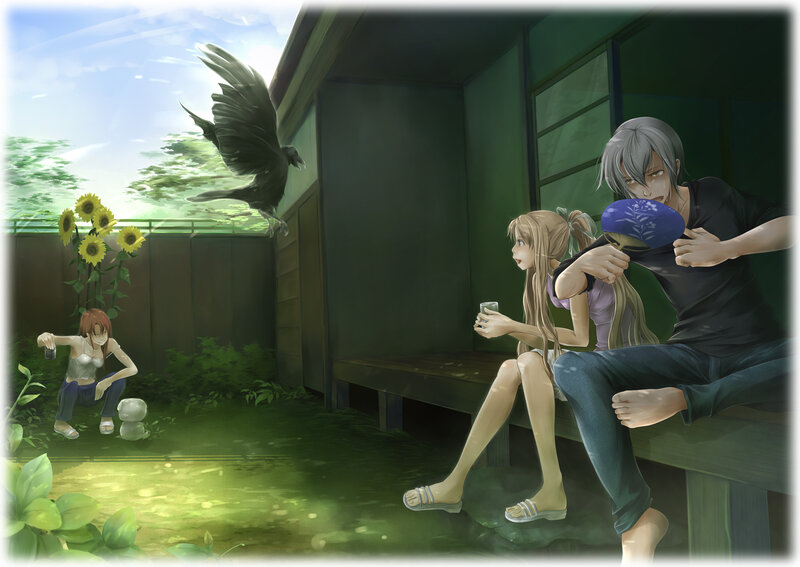 Three People on Porch
