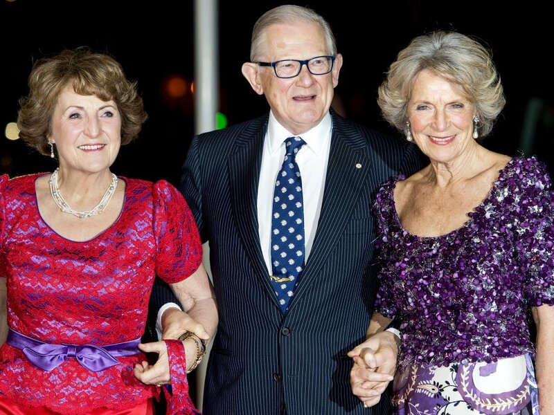 Three People Posing — Red, Formal