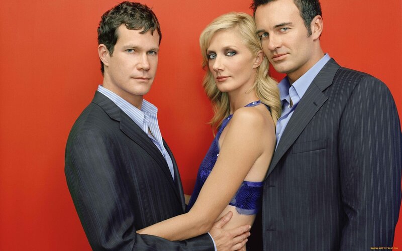 Three People Posing — Red, Serious