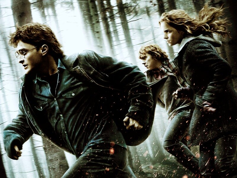 Three People Running — Green, Dramatic