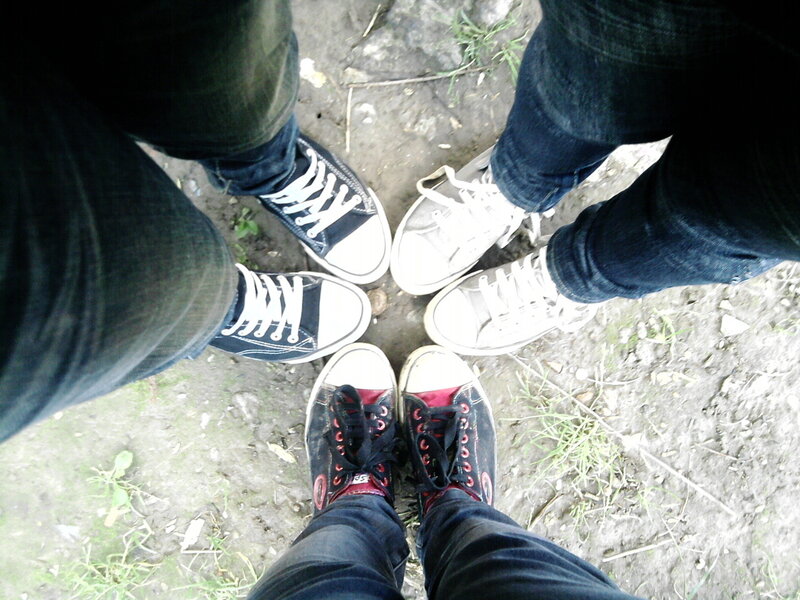 three people standing together