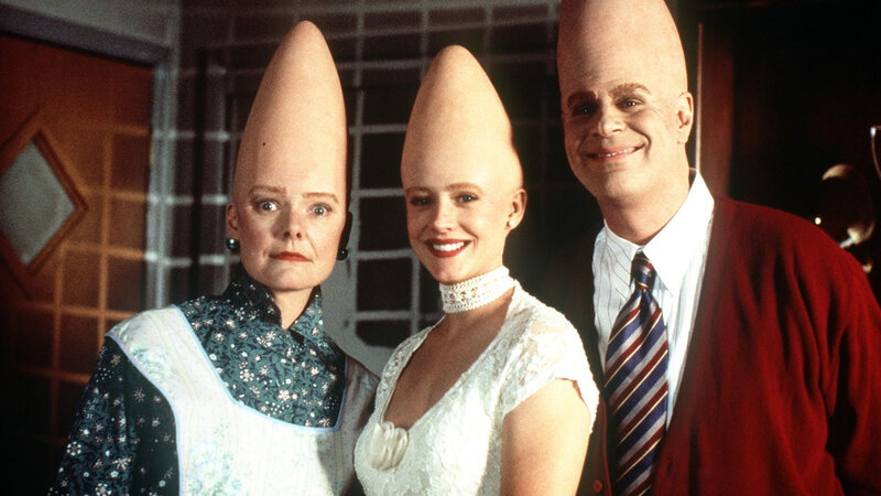 Three People with Cone Heads