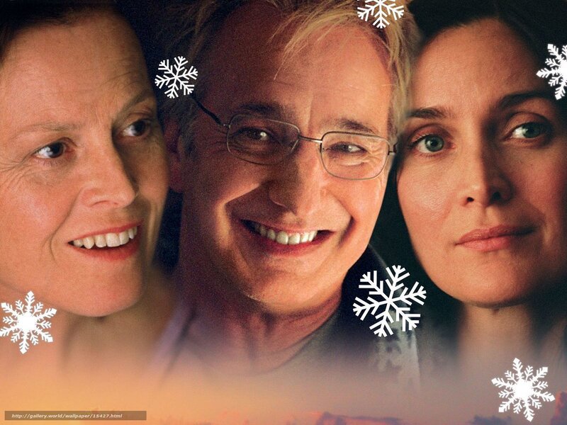 Three people with snowflakes
